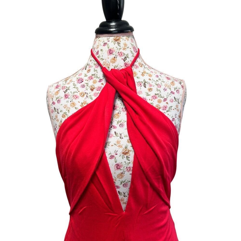 NWT Lovers Friends Rosa Gown Red Cutout Keyhole Halter Dress Floor Length Large - Picture 3 of 11